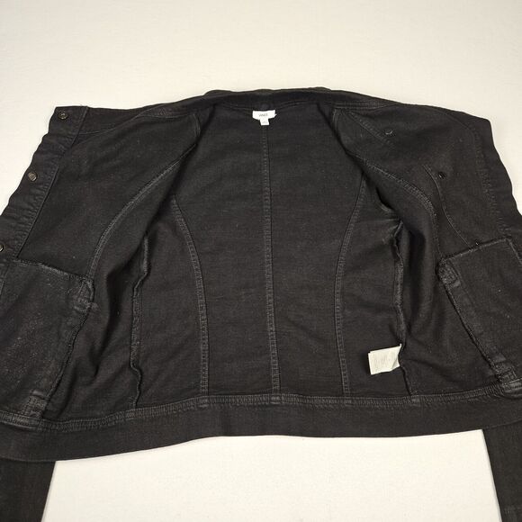 Revolve Vince Coated Denim Moto Jacket Size Small Asymmetrical Snap Waxed Black - Picture 10 of 16